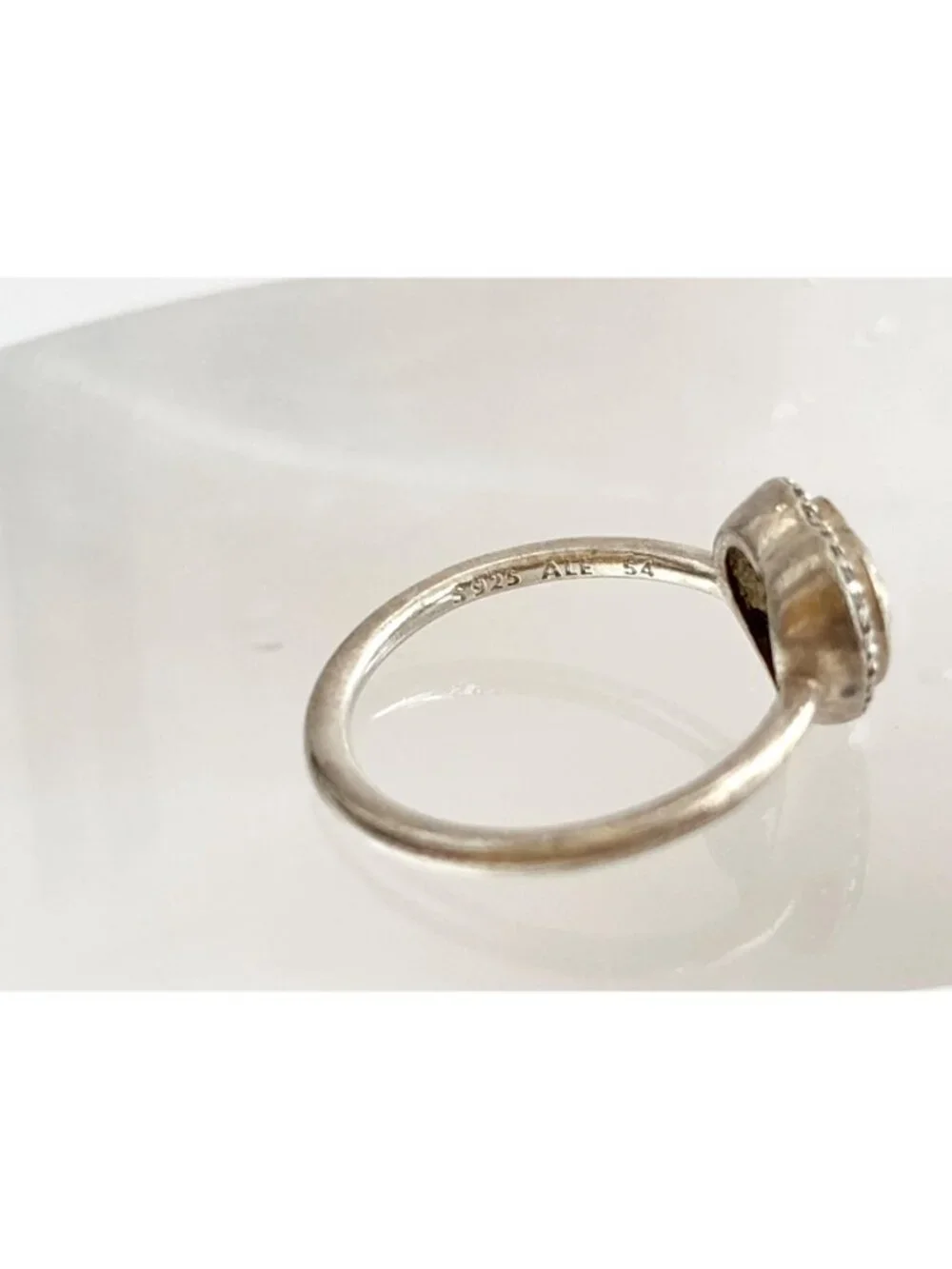 Heart Shaped CZ Gemstone Accented Sterling Silver 925 Vintage Ring - sz 7